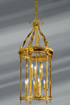 Lantern Louis XVI style solid bronze and curved glass, nine lights on two floors. Lucien Gau. 