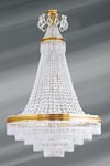 Large Louis XVI gilded chandelier with bohemian crystal and 14 lights. Lucien Gau. 