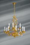 Large romantic chandelier 12 lights gold. Lucien Gau. 