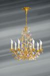 8-light gold Art Nouveau chandelier. Lucien Gau. 