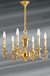 Louis XIV gilded solid bronze chandelier six lights. Lucien Gau. 