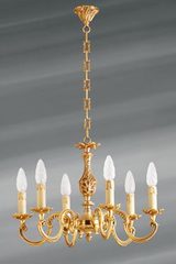 Louis XV bronze chandelier six lights. Lucien Gau. 