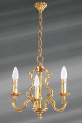 Louis XV bronze chandelier three golden lights. Lucien Gau. 