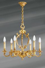 Louis XV gilt bronze chandelier six lights. Lucien Gau. 