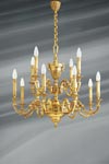 Louis XVI chandelier in gilded bronze, twelve lights. Lucien Gau. 