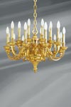 Louis XVI chandelier in gilded bronze, twenty lights. Lucien Gau. 