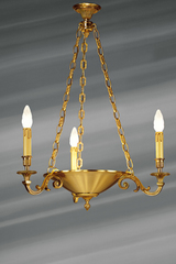  Louis XVI style chandelier, solid bronze, basin shape. Lucien Gau. 