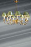 Nymphéa gold and green  chandelier 8 lights . Lucien Gau. 