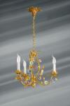 Romantic gold and floral chandelier with 3 lights. Lucien Gau. 