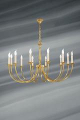 Sologne chandelier in gilded brass. Lucien Gau. 
