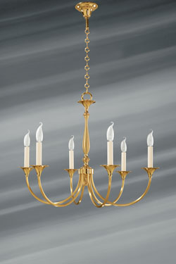 Sologne 6 lights golden chandelier. Lucien Gau. 