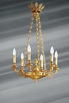 Stunning empire style chandelier, solid bronze, six lights. Lucien Gau. 