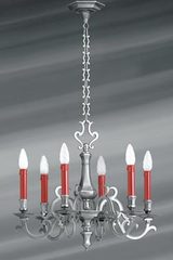 Tin chandelier Louis XIII six lights. Lucien Gau. 