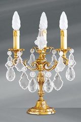 Lampe chandelier Louis XV cristal de bohème à cinq lumières. Lucien Gau. 