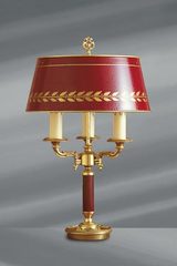 Lampe en bronze massif de style Empire, abat-jour laqué bordeaux. Lucien Gau. Lampe en bronze massif de style Empire, abat-jour laqué bordeaux. Lucien Gau.