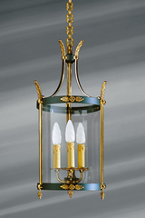 Lanterne de style empire en bronze massif et verre. Lucien Gau. 