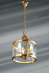 Lanterne originale, bronze et verre, trois lumières. Lucien Gau. 