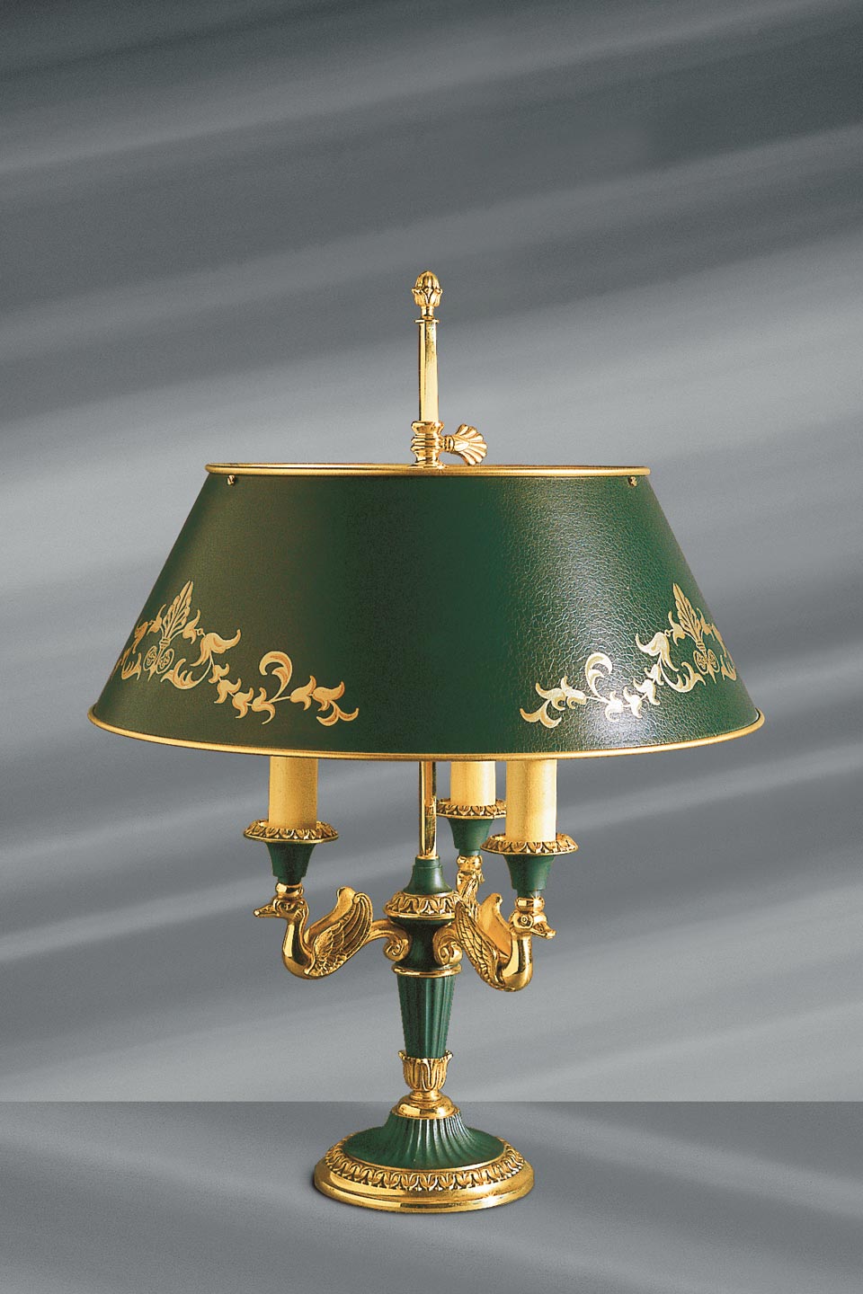 Empire Style Solid Bronze Lamp Lacquered Metal Lampshade And