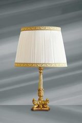 Empire style solid bronze lamp, pleated and laced lampshade. Lucien Gau. 