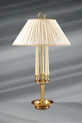 Empire style solid bronze lamp, pleated ivory shade. Lucien Gau. 