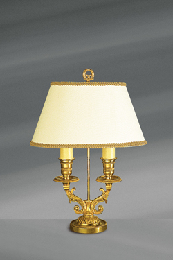 Golden Louis XVI double candlestick lamp. Lucien Gau. 