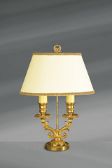 Golden Louis XVI double candlestick lamp. Lucien Gau. 