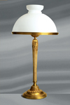 Large lamp Louis XVI style with opal glass and curved lampshade. Lucien Gau. 