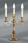 Louis XIII candlestick lamp with three branches solid bronze. Lucien Gau. 