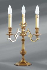 Louis XIII candlestick lamp with three branches solid bronze. Lucien Gau. 