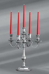 Louis XIII candlestick matt pewter 5-lights table lamp . Lucien Gau. 