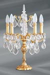 Louis XV candlestick lamp solid gilt bronze and crystal 5 lights. Lucien Gau. 