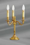 Louis XVI candlestick lamp gilded bronze three lights. Lucien Gau. 