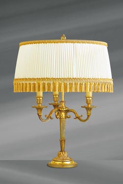 Louis XVI gilt bronze candlestick lamp three lights. Lucien Gau. 