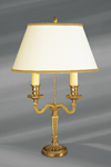 Louis XVI style lamp in solid gilt bronze with oval shade, white, smooth and laced. Lucien Gau. 