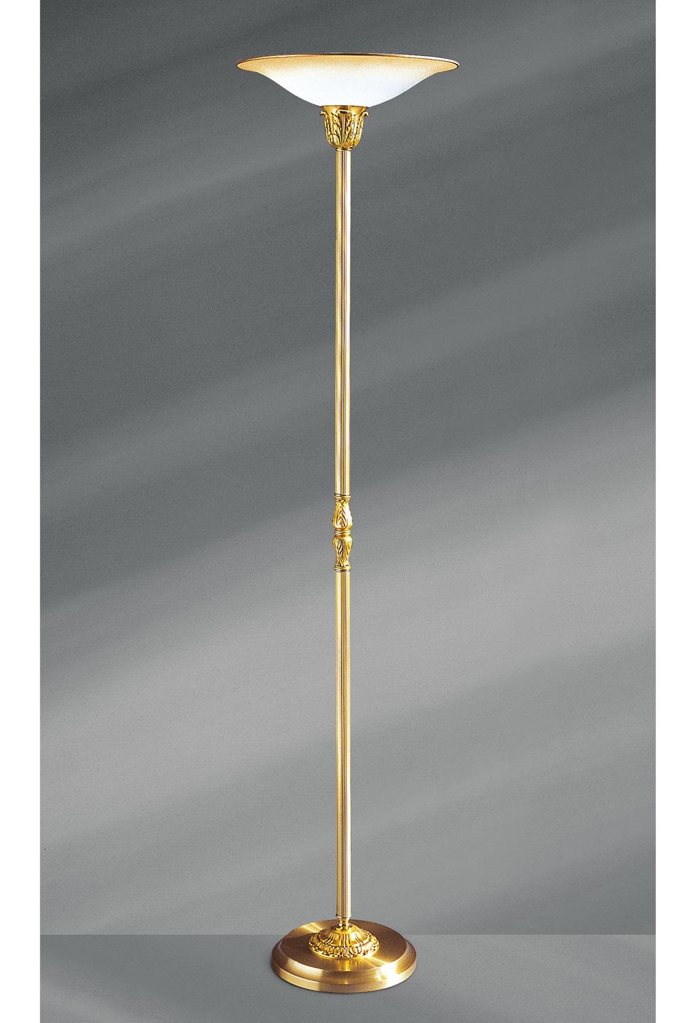 Louis Xv Gilded Bronze And Frosted Glass Form Basin Floor Lamp