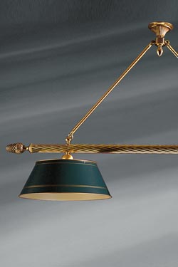 Lustre billard style Directoire en bronze massif. Lucien Gau. 