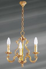 Lustre bronze Louis XV trois lumières doré. Lucien Gau. Lustre bronze Louis XV trois lumières doré. Lucien Gau.