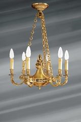 Lustre doré style Directoire, bronze massif, doré, six lumières. Lucien Gau. Lustre doré style Directoire, bronze massif, doré, six lumières. Lucien Gau.