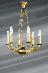 Lustre en bronze massif de style Empire à six lumières. Lucien Gau. Lustre en bronze massif de style Empire à six lumières. Lucien Gau.