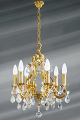 Lustre pampilles en cristal de bohème Louis XV six lumières. Lucien Gau. Lustre pampilles en cristal de bohème Louis XV six lumières. Lucien Gau.