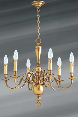 Lustre style hollandais laiton six lumières . Lucien Gau. 