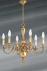 Lustre style hollandais laiton six lumières . Lucien Gau. Lustre style hollandais laiton six lumières . Lucien Gau.