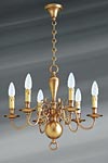 Lustre style hollandais laiton six lumières. Lucien Gau. 