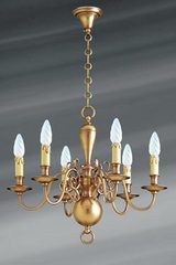 Lustre style hollandais laiton six lumières. Lucien Gau. Lustre style hollandais laiton six lumières. Lucien Gau.