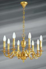 Lustre style Louis XVI, bronze doré, huit lumières, feuilles et perles . Lucien Gau. Lustre style Louis XVI, bronze doré, huit lumières, feuilles et perles . Lucien Gau.