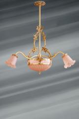 Lustrerose art nouveau 6 lumières romantique doré en pâte de verre . Lucien Gau. Lustrerose art nouveau 6 lumières romantique doré en pâte de verre . Lucien Gau.