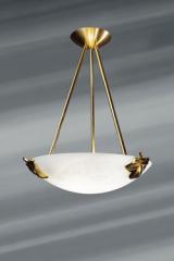 Adam golden pendant lamp in alabaster. Lucien Gau. 