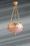 Romantic pink pendant lamp with plant decoration. Lucien Gau. 