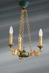 Petit lustre de style Empire en bronze massif, trois lumières. Lucien Gau. Petit lustre de style Empire en bronze massif, trois lumières. Lucien Gau.