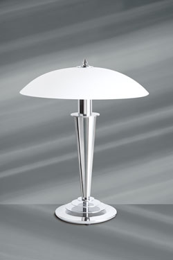 Olga table lamp chrome and white opal glass. Lucien Gau. 